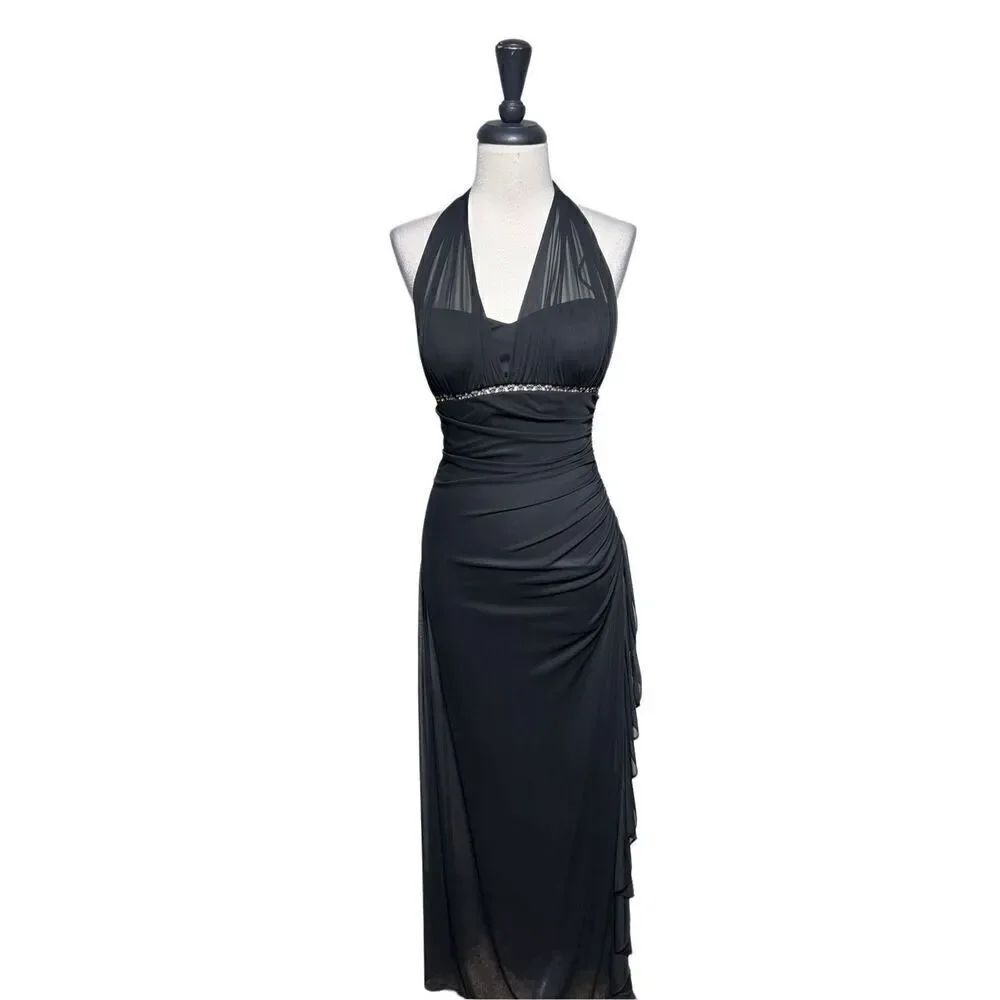 Cache Strappy Black Prom Dress, Long Formal, Evening Dress Size 4